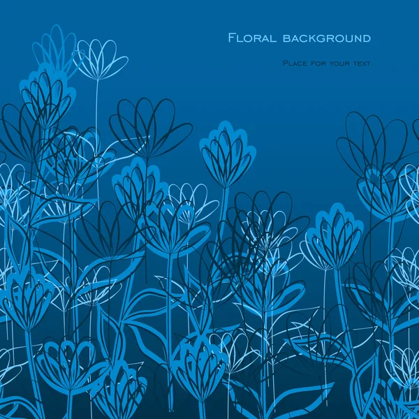 Delicado fondo floral azul — Vector de stock