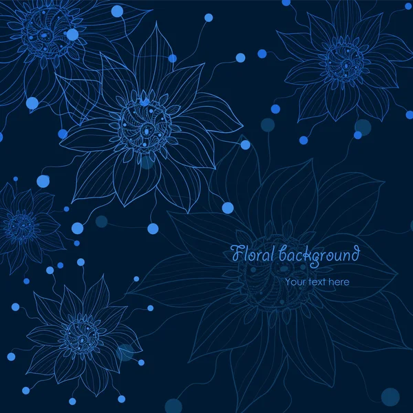 暗い青色の花の背景 — ストックベクタ