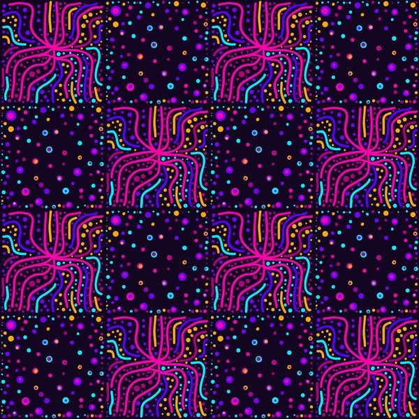 Farbenfrohe Muster mit abstrakten Formen und Tupfen — Stockvektor