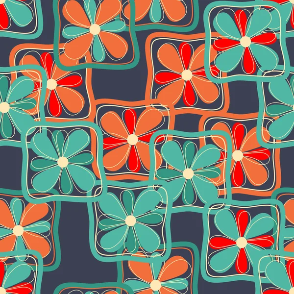 Naadloze bloemen in vierkante kaders — Stockvector