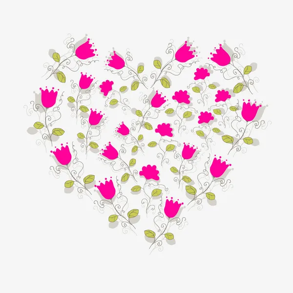 Sevimli çiçek kalp — Stok Vektör