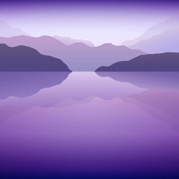 美しい湖と山々 の風景 — ストックベクタ