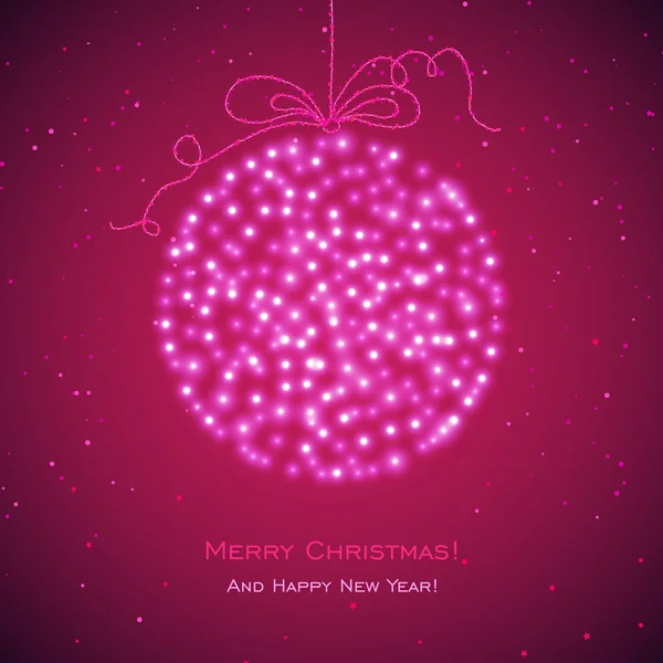 Carte de Noël rouge avec boules suspendues — Image vectorielle