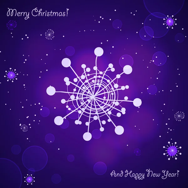 Cute violet christmas card with snowflakes — Stock Vector