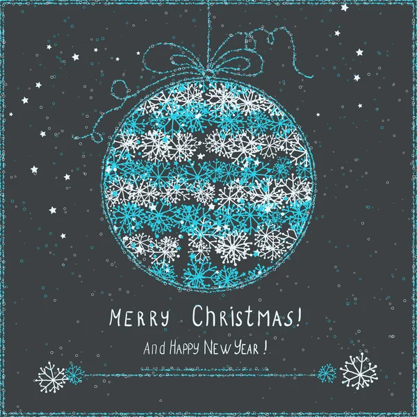 Carte de Noël mignonne avec boule suspendue — Image vectorielle