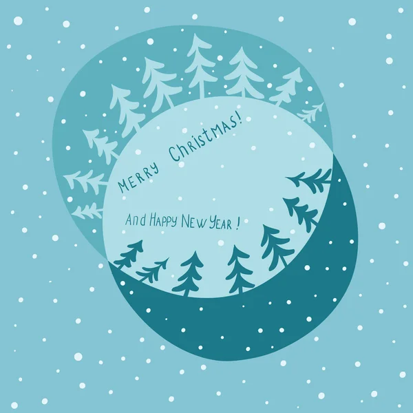 Christmas card with firtrees and snow — Stock Vector