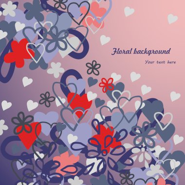 Kalpler ve çiçekler güzel kart