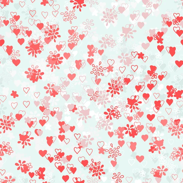 Seamless flowers and hearts — Stock Vector