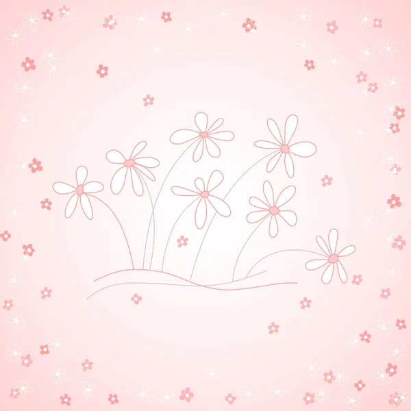 Niedliche rosa Karte mit Gänseblümchen — Stockvektor