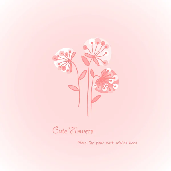 Rosafarbene Blumenkarte — Stockvektor