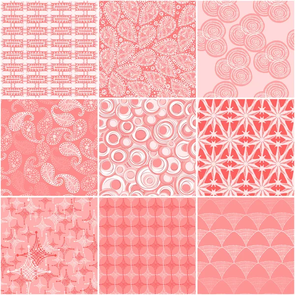 Set of nine abstract seamless patterns — Stock Vector