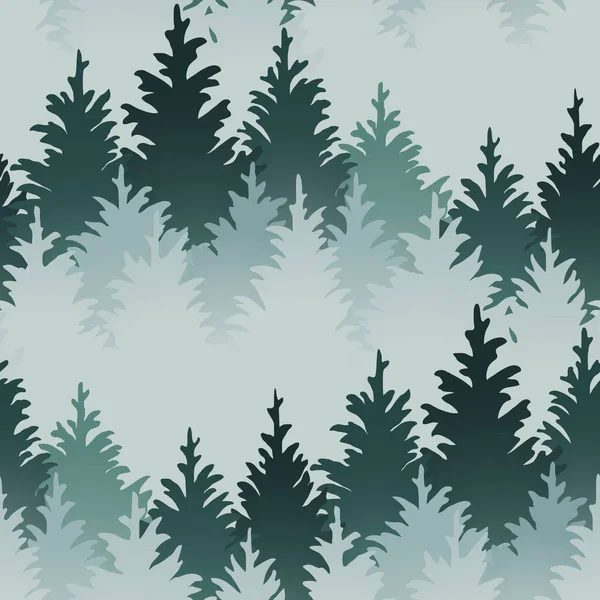 Seamless Pattern Misty Forest Landscape — Stock Vector