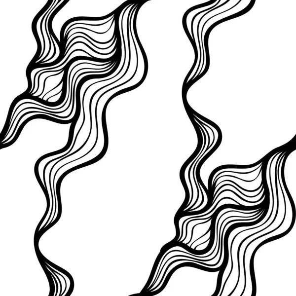 Modèle Abstrait Sans Couture Noir Blanc Avec Des Lignes Ondulées — Image vectorielle