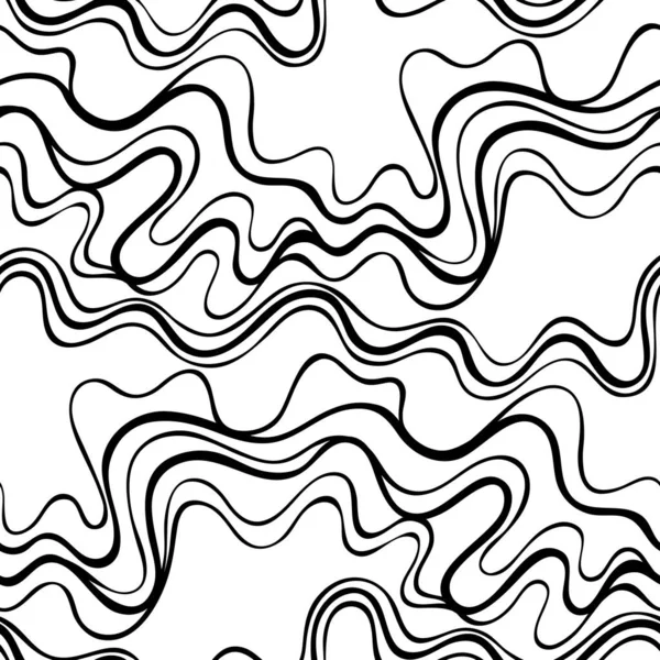 Modèle Abstrait Sans Couture Noir Blanc Avec Des Lignes Ondulées — Image vectorielle