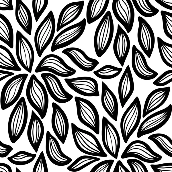 Motif Floral Abstrait Noir Blanc Sans Couture — Image vectorielle