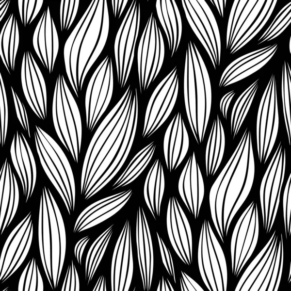 Abstract Black White Floral Seamless Pattern — Stock Vector
