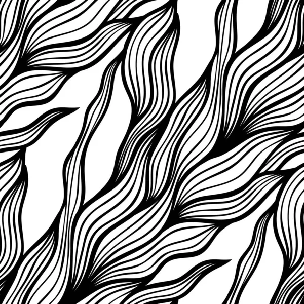 Abstract Black White Seamless Pattern Wavy Lines — Stock Vector