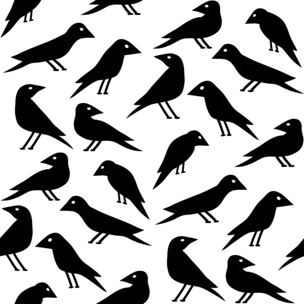 Бесшовный Рисунок Черными Птицами — стоковый вектор