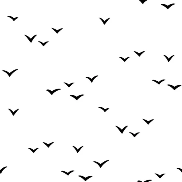Černobílý Bezešvý Vzor Létajícími Ptáky — Stockový vektor