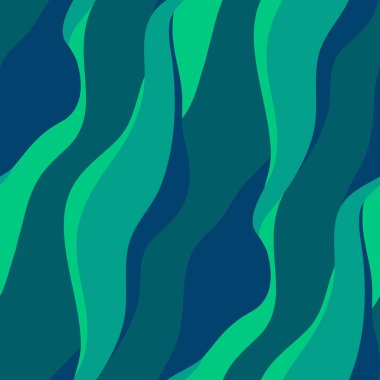 Dalgalı çizgileri olan koyu yeşil, pürüzsüz desen.