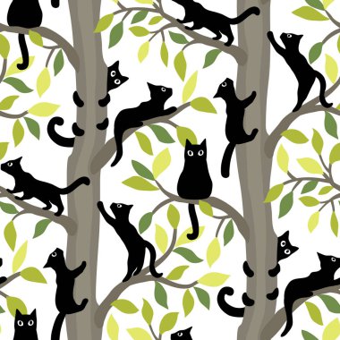 Ağaçlara tırmanan kedilerde kusursuz desen