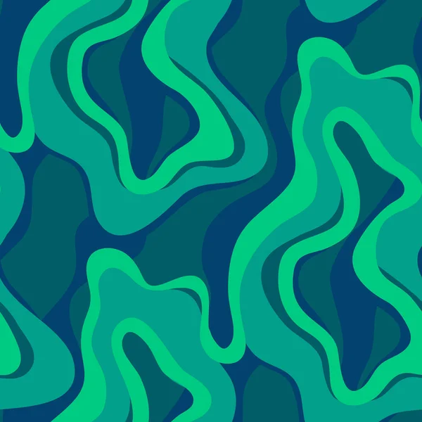 Dark Green Abstract Seamless Pattern Wavy Lines — Stockvektor