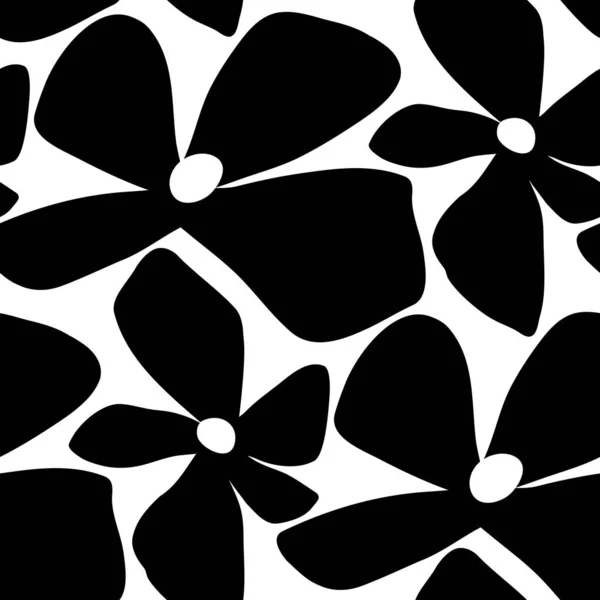 Motif Floral Sans Couture Noir Blanc — Image vectorielle