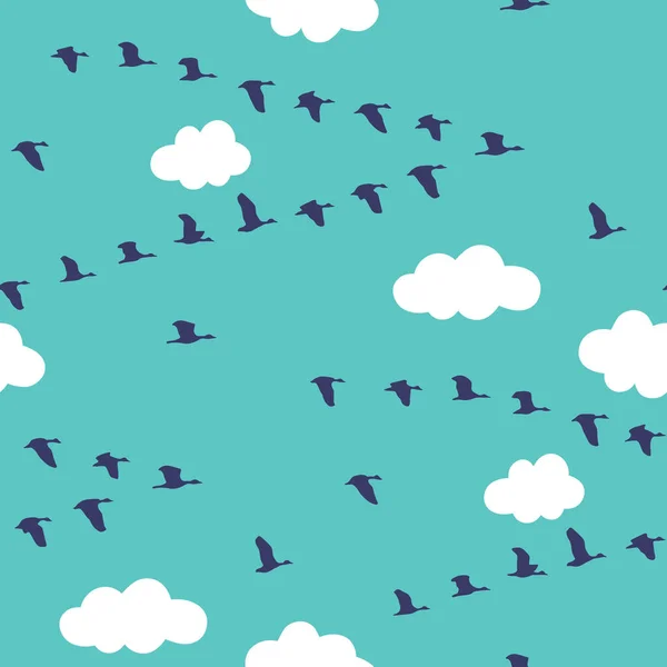 Безшовний Візерунок Мігруючими Птахами — стоковий вектор