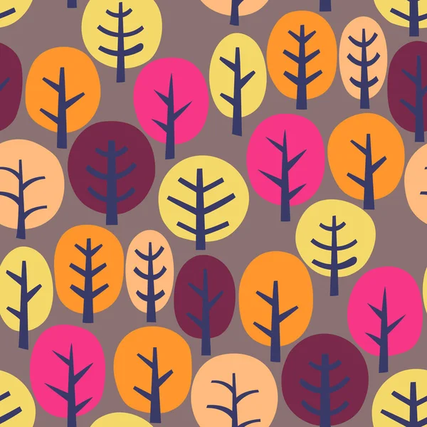 Seamless Pattern Autumn Trees — Stock Vector