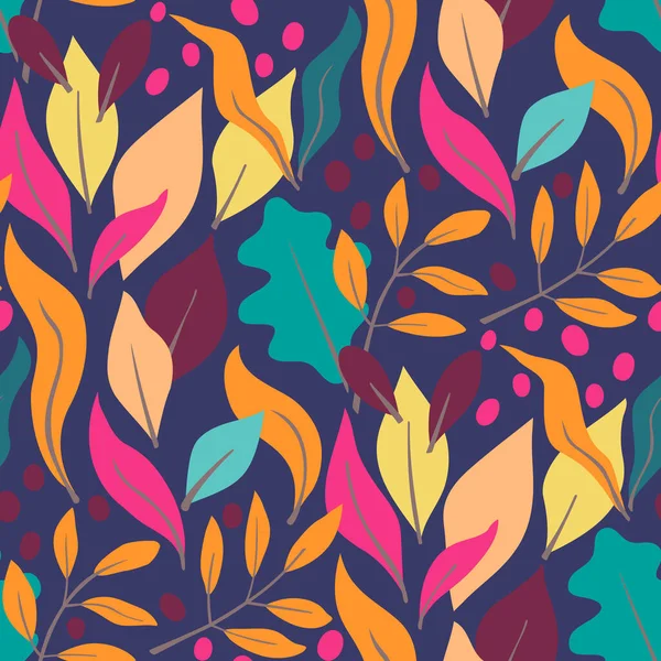 Seamless Autumn Pattern Bright Leaves — Stock Vector