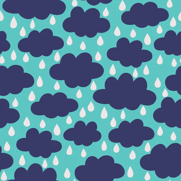 Nahtloses Muster Mit Wolken Und Regentropfen — Stockvektor