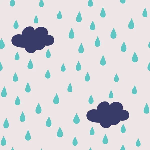 Patrón Sin Costuras Con Nubes Gotas Lluvia — Vector de stock