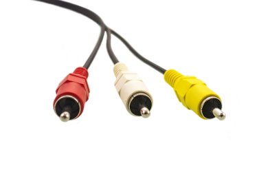 ses ve video jakları, beyaz izole üç rca erkek fiş