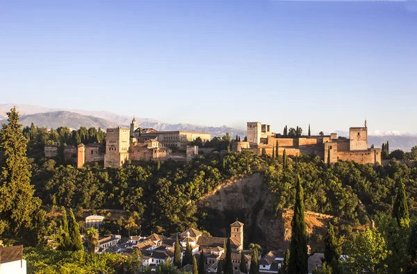 Generell oversikt over alhambra sett fra Albaicin i Granada, Anda – stockfoto