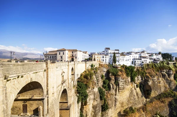 Panoramic view of the old city and the bridge of Ronda, one of t — Stock Photo, Image