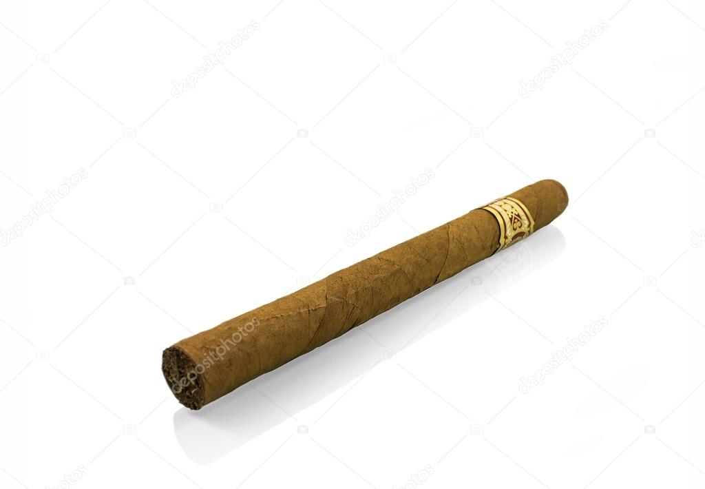 Cuban hand-rolled cigar isolated on a white background