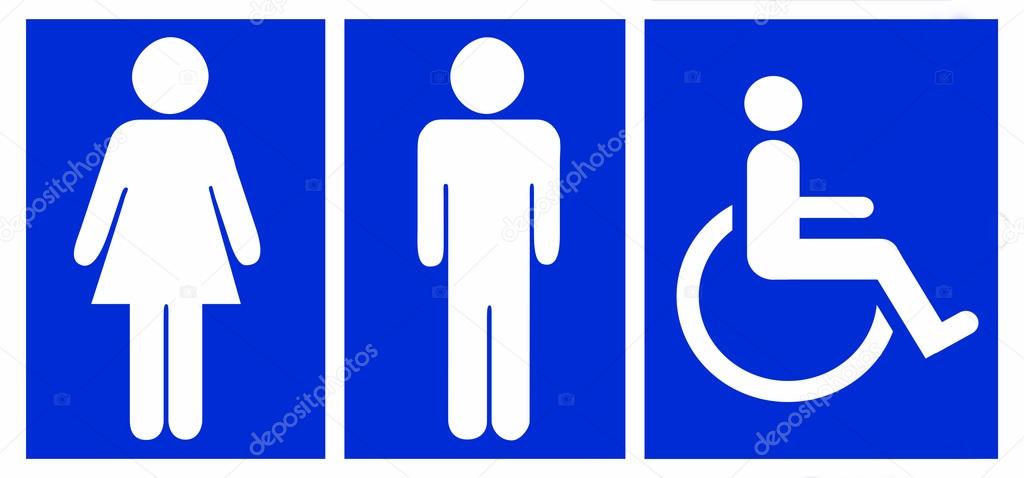 Man, Woman and invalid one, restroom or toilette symbol