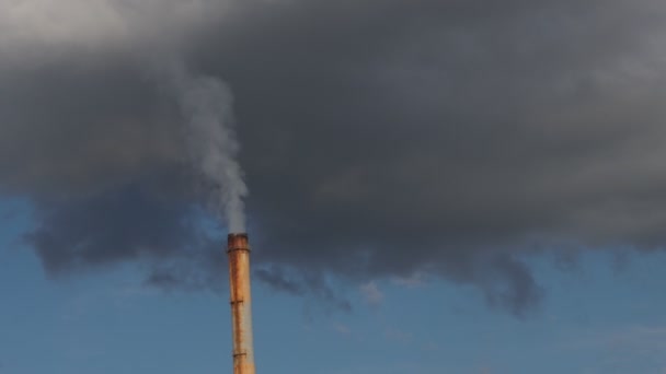 Smoke Chimney Ukrainian Heat Power Station Energy System — Stock Video