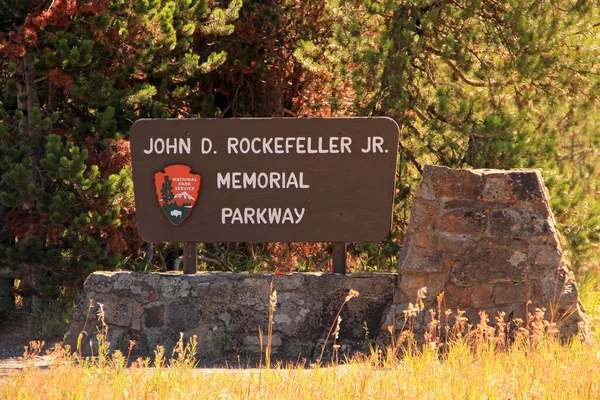 Jackson Settembre Cartello Pubblicato Dal National Park Service Segna Ingresso — Foto Stock