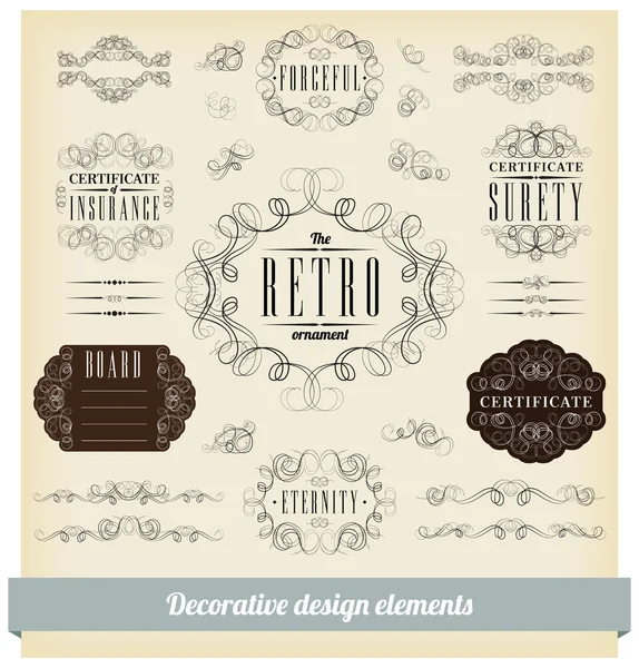 Conjunto vetorial de elementos de design caligráfico —  Vetores de Stock