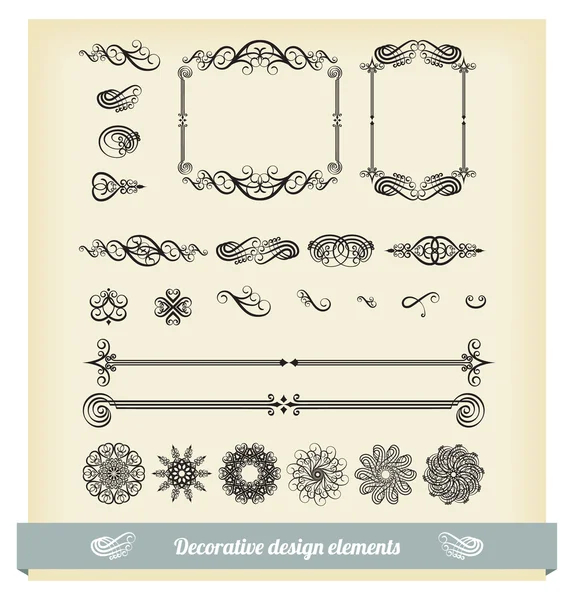 Vector conjunto de elementos de diseño caligráfico — Archivo Imágenes Vectoriales