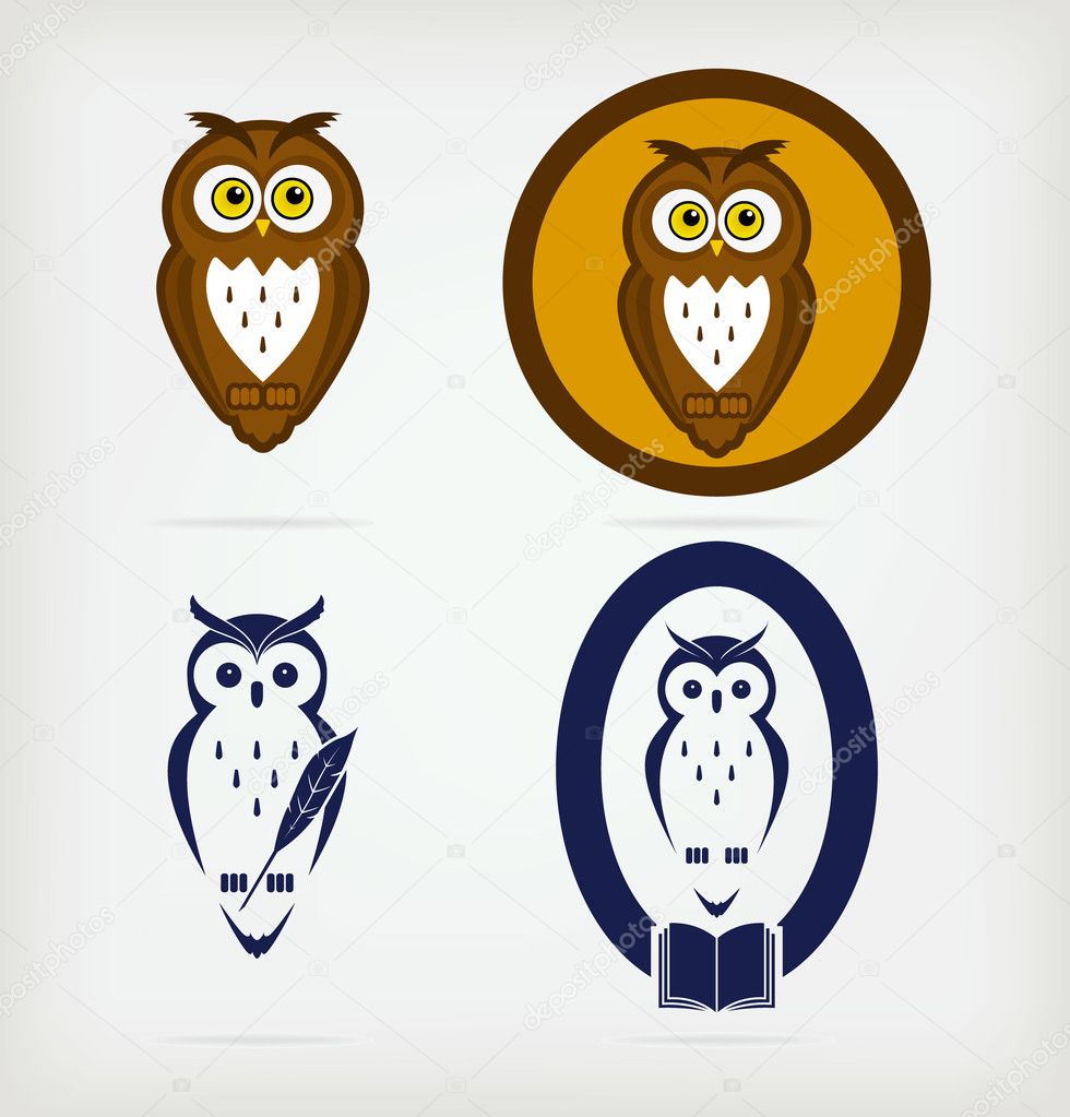 Set of wise owls