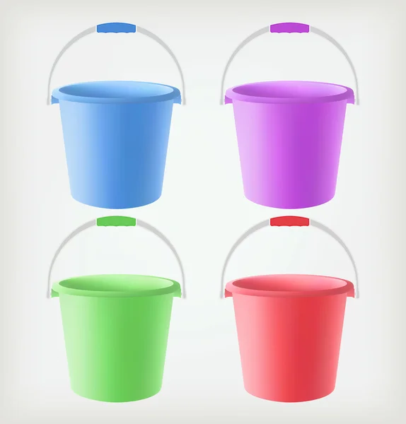 Colored Buckets — Stock Vector