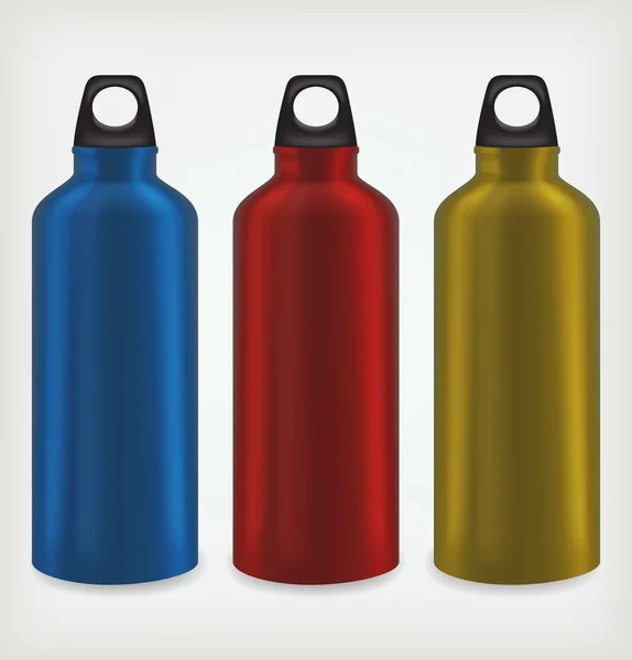 Tres botellas de agua — Vector de stock