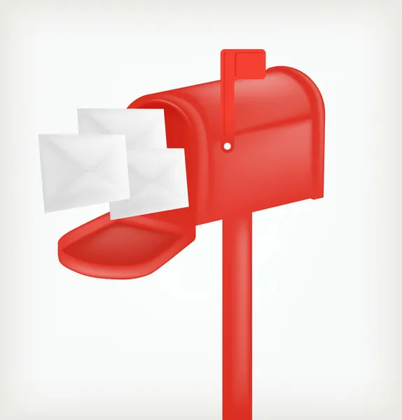 Red classic mailbox with mail — Stock Vector