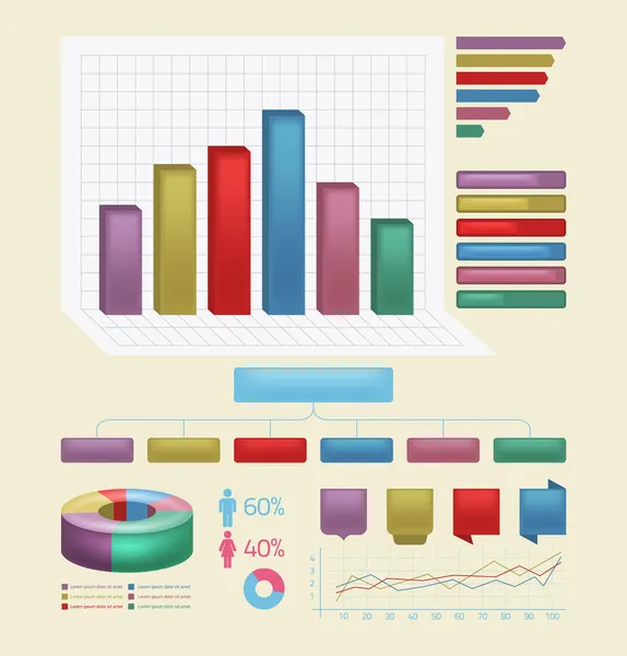 Conjunto de infografías retro . — Archivo Imágenes Vectoriales