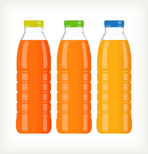 Bottles with juice isolated on white — Stock Vector