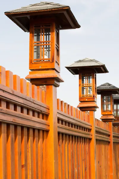 Wooden fence in the Chinese park — Stock Photo, Image