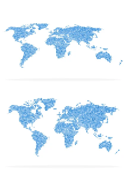 Světová mapa polotónů sada — Stockový vektor