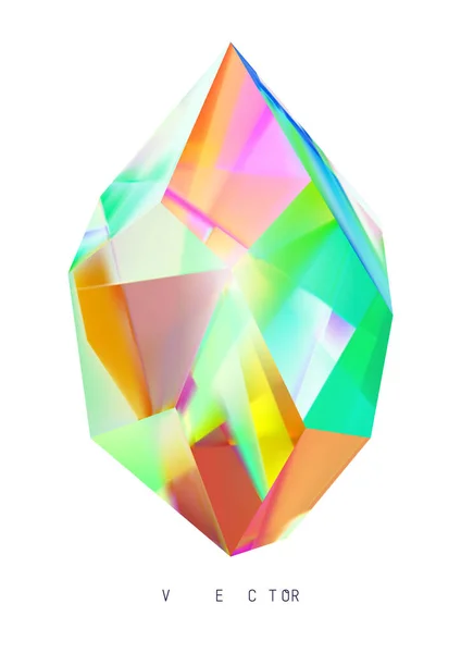 Colored crystal on a white background. Mesh. No trace. — Stock vektor